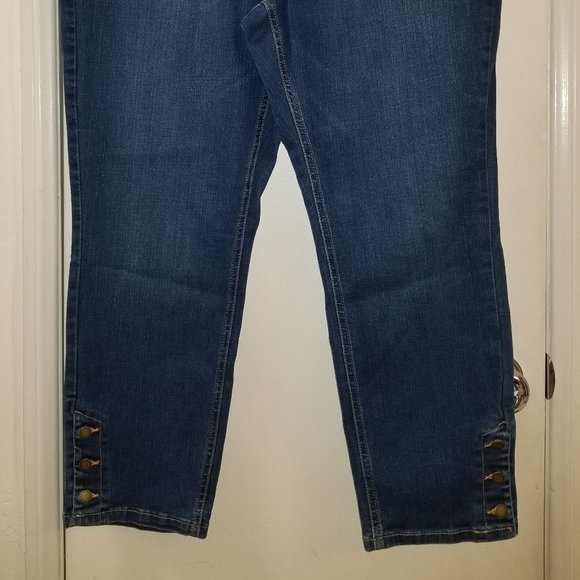 Liz Claiborne Amber Womens Mid Rise Straight Jeans with leg button detail - Picture 6 of 16